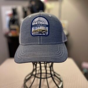 Guy Harvey adjustable snap back mesh back blue & white trucker dad hat cap.​
